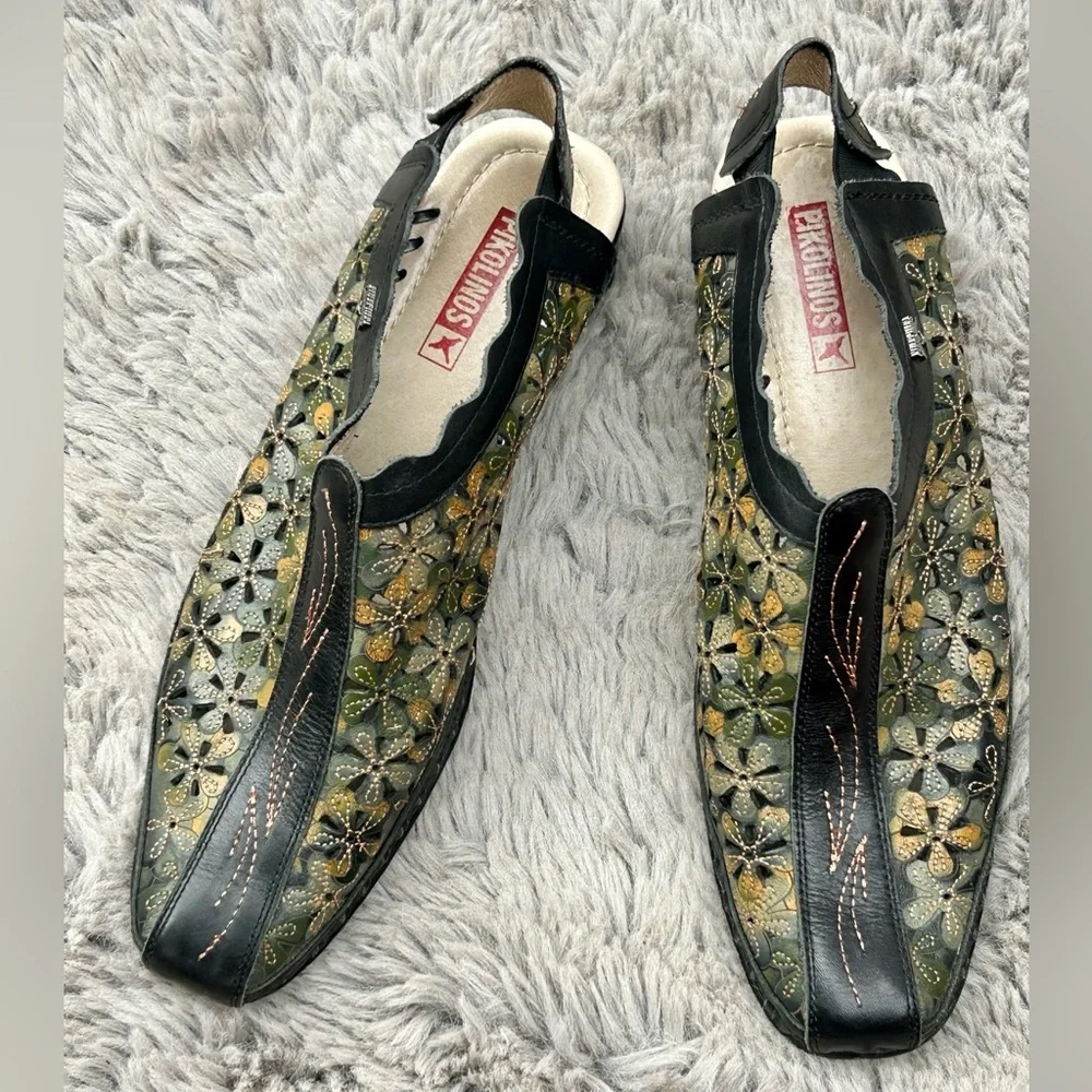 PIKOLINOS Romana Slingback - Floral Laser Cut Leather - Made in Italy EU 41 - Picture 2 of 9